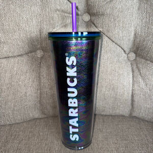 NWT Starbucks Summer 2023 Venti Plastic Cold Tumbler Iridescent Oil Slick 24oz